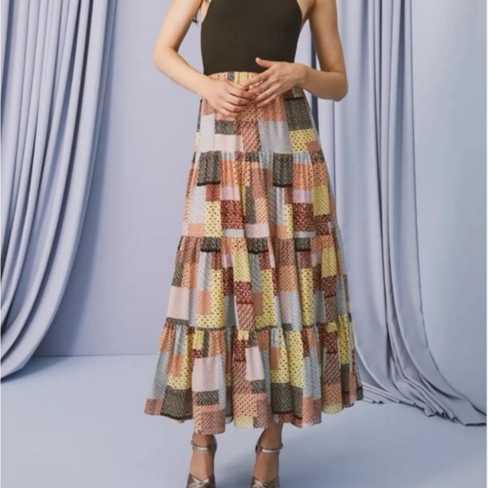 Cinq à Sept Multicolor Patchwork Midi Dress 10
